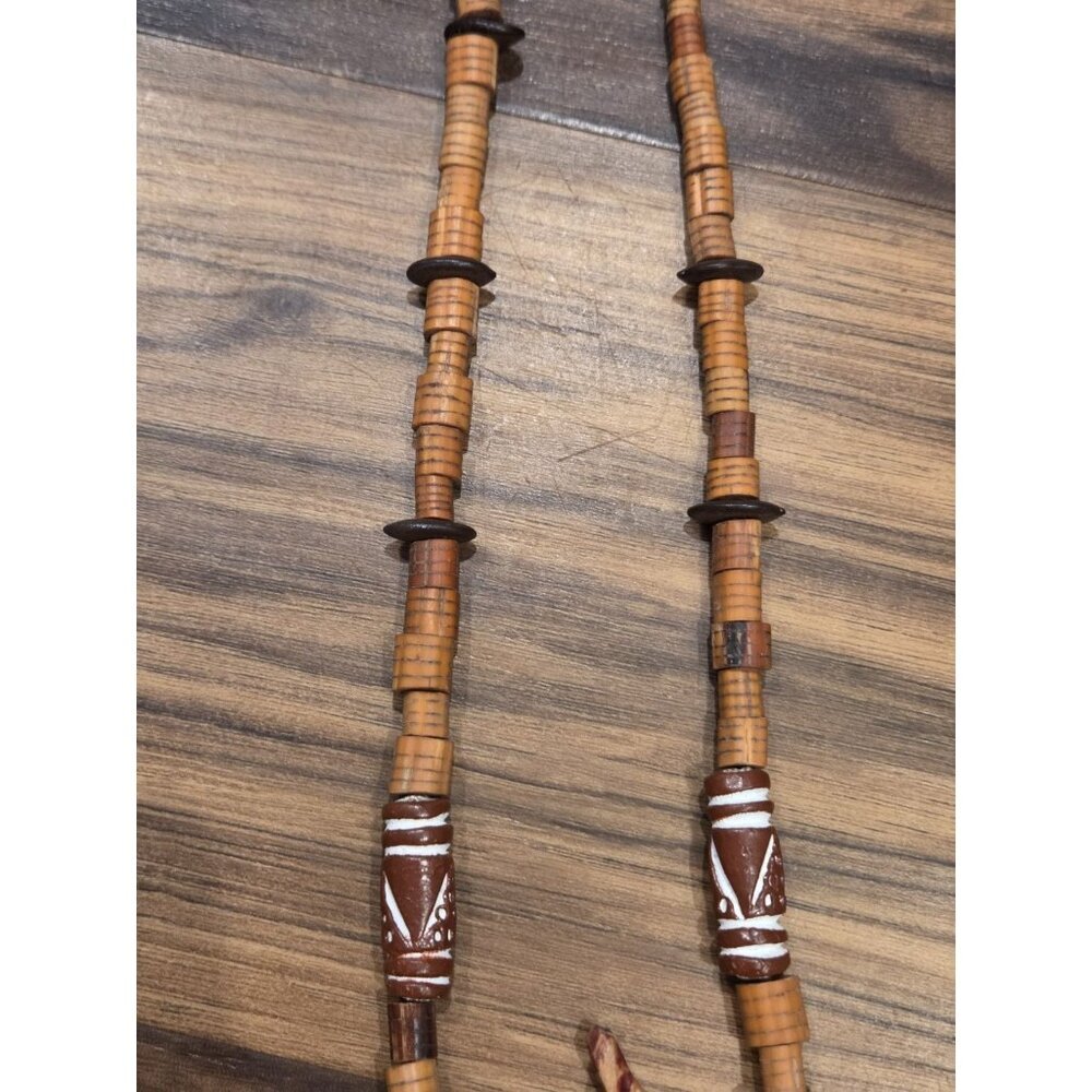 Safari Animal Necklace Carved Wood Beads Giraffe Zebra Lion Elephant Boho Tribal - Picture 5 of 9